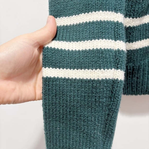Faherty Cuddle Stripe Crew Sweater in Evergreen Stripes Size XS Oversized Preppy - Picture 13 of 15
